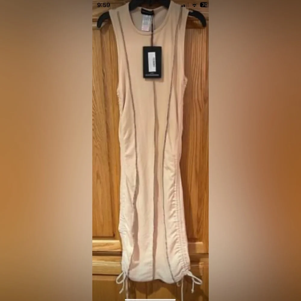 Pretty Little Thing Shape Stone‎ Overlock Stitch Ruched Bodycon Dress Size 8